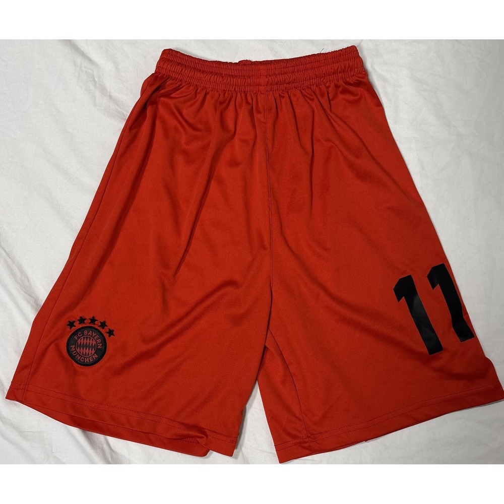 Boy FC Bayern Munich Home Shorts Red # 11 Performance Athletic Sports Outdoor L